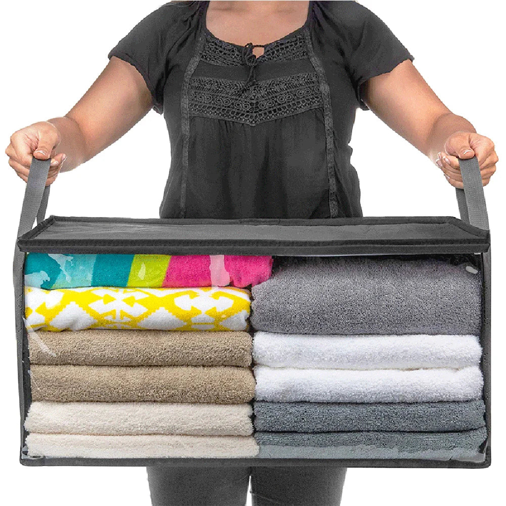 Foldable Blanket Storage Bags Clothes Storage Organizers with Sturdy Zippers Sweater Quilts Organizer for Organizing Blanket