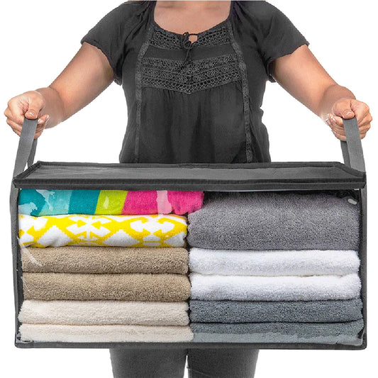 Foldable Blanket Storage Bags Clothes Storage Organizers with Sturdy Zippers Sweater Quilts Organizer for Organizing Blanket