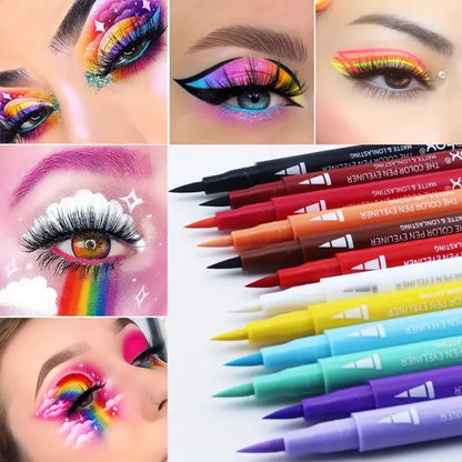 12 color liquid eyeliner liquid pen set, various special makeup, facial paint pen,multi-purpose, multi-color, smooth, waterproof