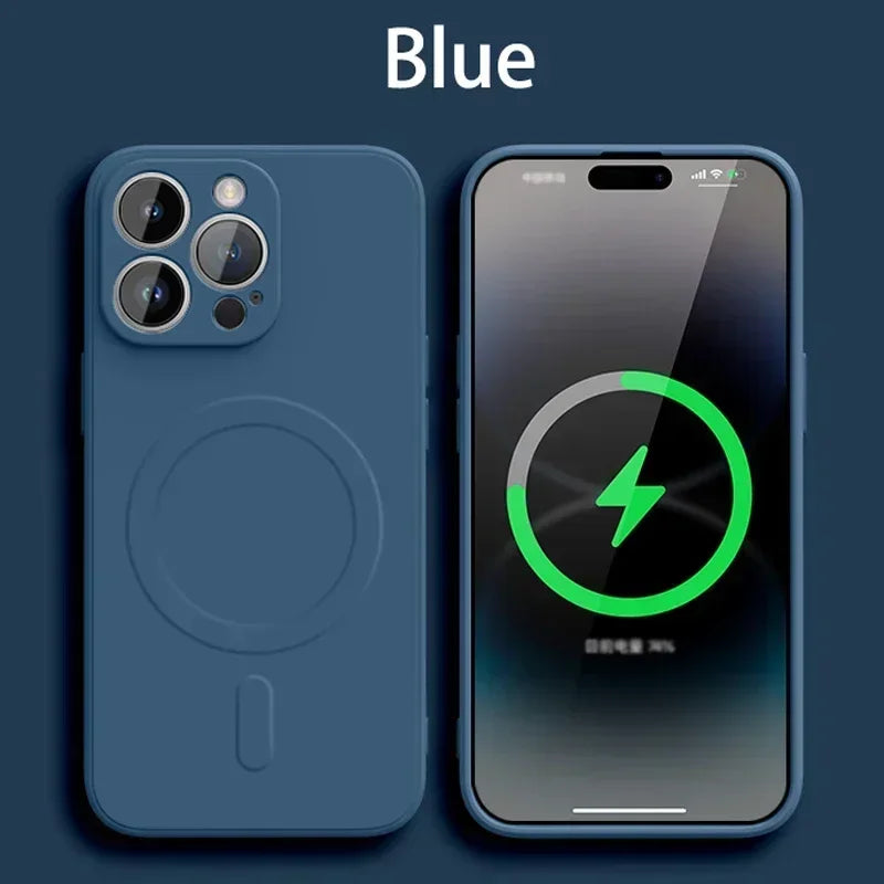 Liquid Silicone Case For iPhone 16 17 15 14 13 12 11 Pro Max Plus Mini Air For Magsafe Magnetic Wireless Charge Soft Cover funda