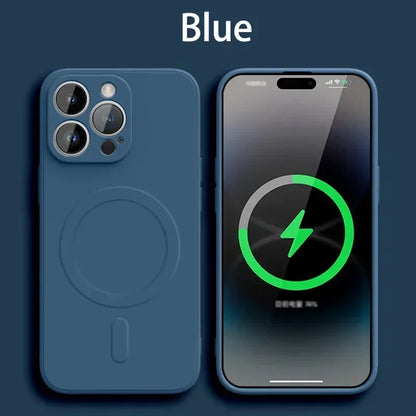 Liquid Silicone Case For iPhone 16 17 15 14 13 12 11 Pro Max Plus Mini Air For Magsafe Magnetic Wireless Charge Soft Cover funda