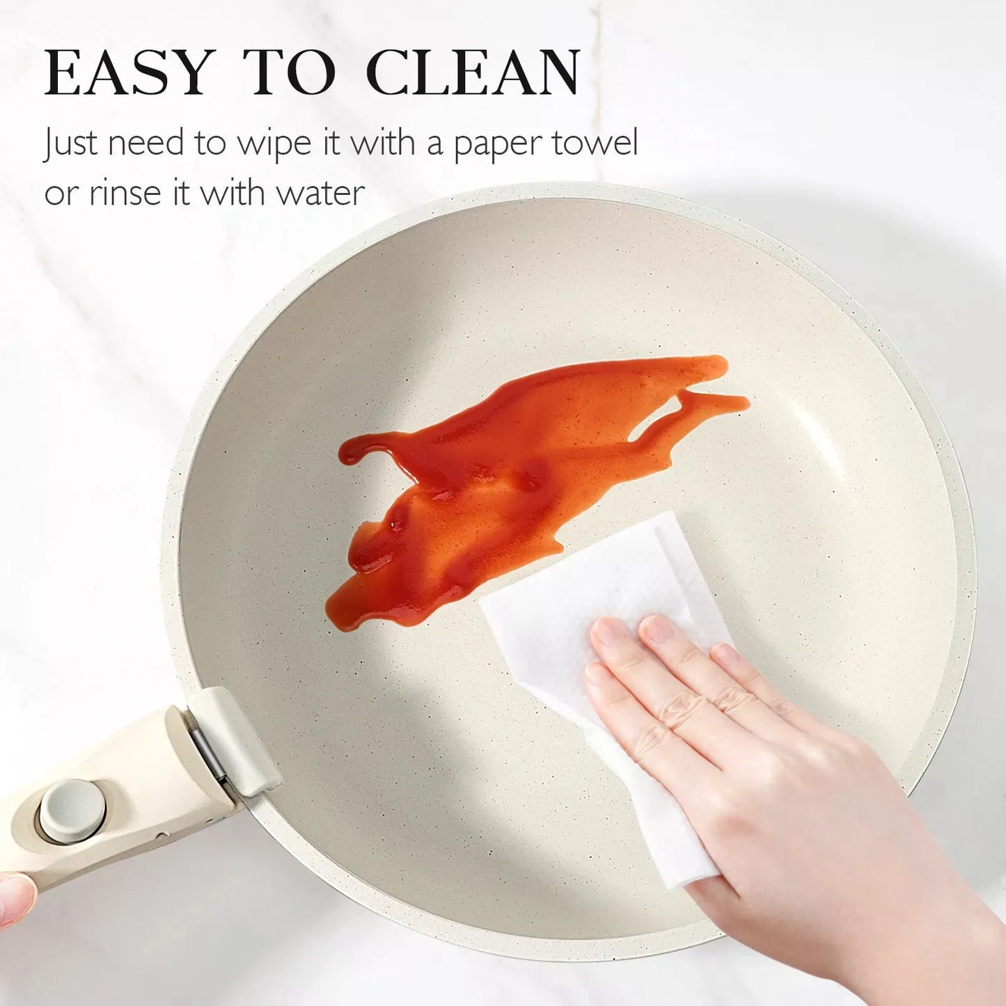 Kitchen Cookware Set Non-Stick Granite Pots and Pans Set with Removable Handle