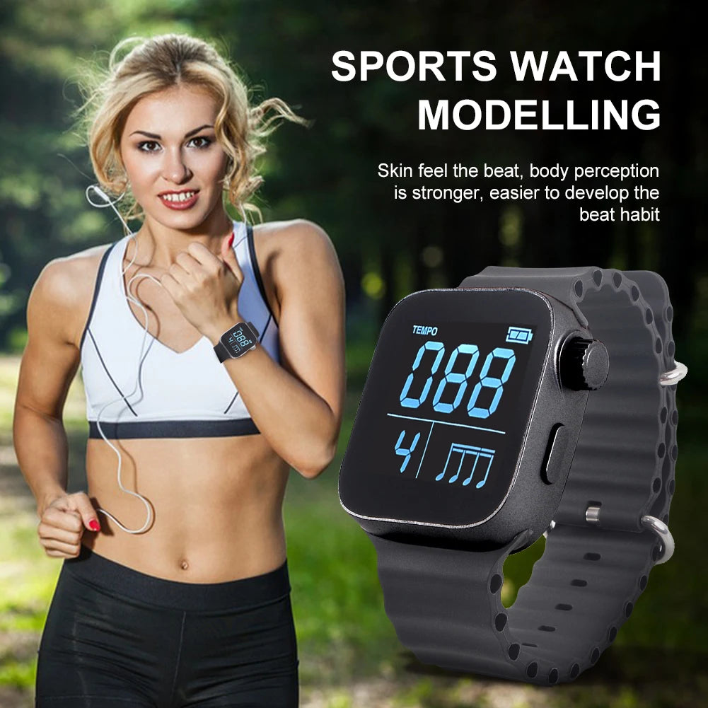 Wearable Vibrating Metronome for Sport Running Metronome Watch Beat Counting Watch For All Guitar Piano Drums