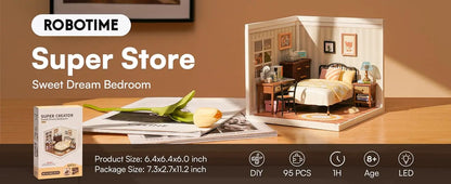 Robotime Rolife Super Store Series Plastic 3D Puzzle, DIY Miniature Dollhouse Kit, Building Block Sets for Gifts, DW009 Dropship