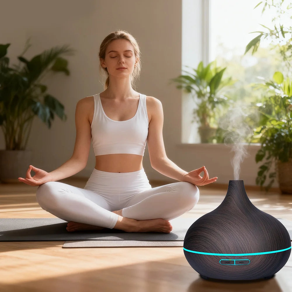 Aroma Diffuser Air Humidifier Essential Oil Diffuser with 7 Color LED Lights & Remote Control UK/EU Plug 400ml