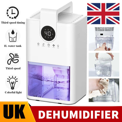 1000ML Electric Dehumidifier for Home Condensation Moisture with Timer Silent  Bedroom Office Kitchen Deodorizer Dryer
