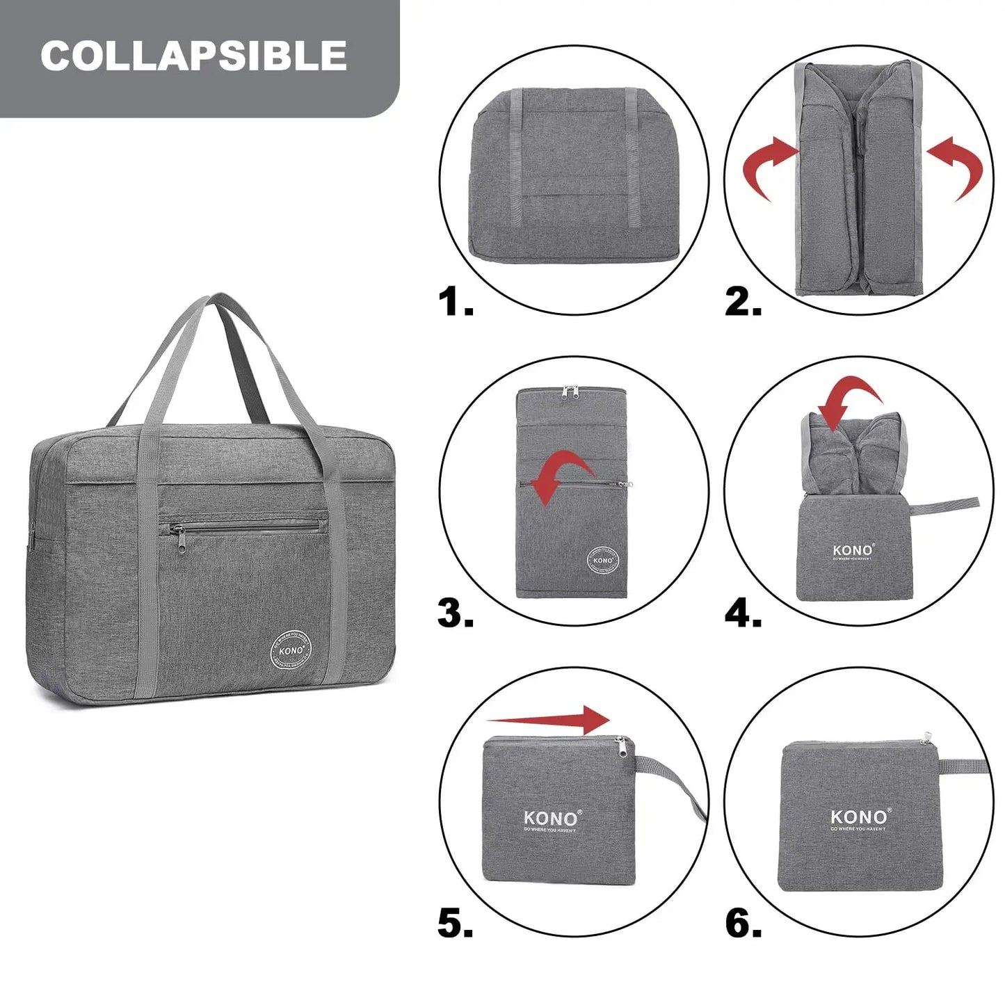 EasyJet-Approved 45x36x20cm Underseat Cabin Bag - Foldable Carry-On Duffel for Travel, Weekend & Overnight Trips