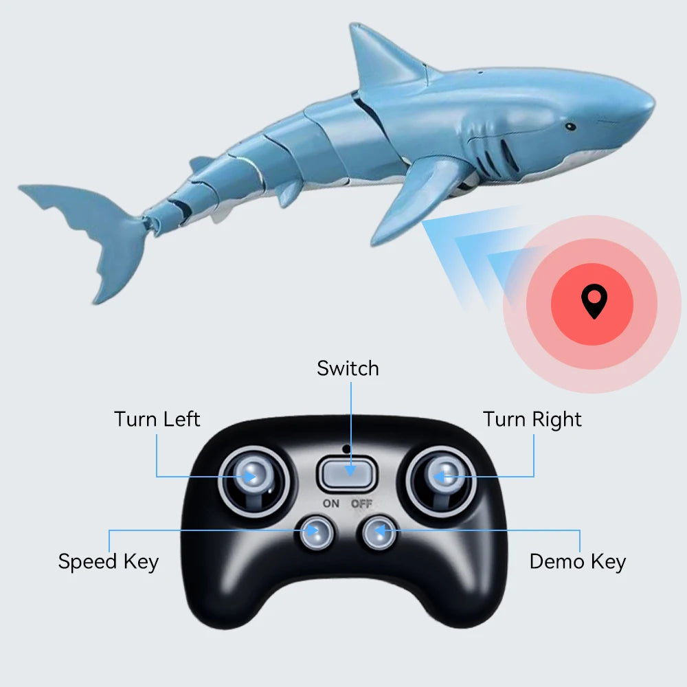 Electric Simulation  Shark Toy 2.4G Remote Control Smart Rechargeable Rc Shark whale Toy Can Go Underwater For Boys Girls Gift