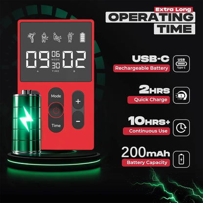 TENS Meridian Massager EMS Multifunctional 12 Modes 36 Levels Intensity Timed Dual Channel Output Muscle Relaxation