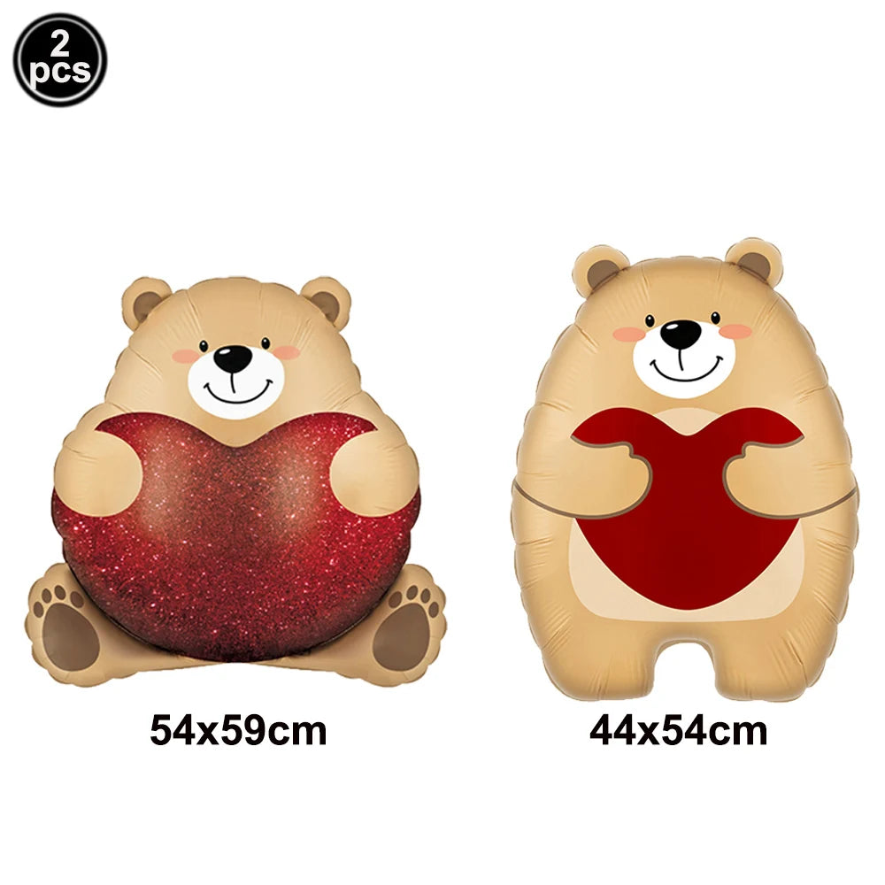 Valentine's Day Foil Balloon Decor Teddy Bear Foil Balloon Love Balloon Heart Balloons for Valentines Wedding Party Decor