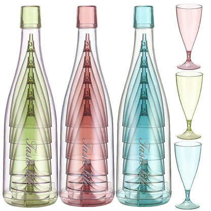 5Pcs Clear Wine Glasses with Storage Bottles Foldable Wine Glasses Reusable Champagne Glasses Folding for Outdoor Camping Travel