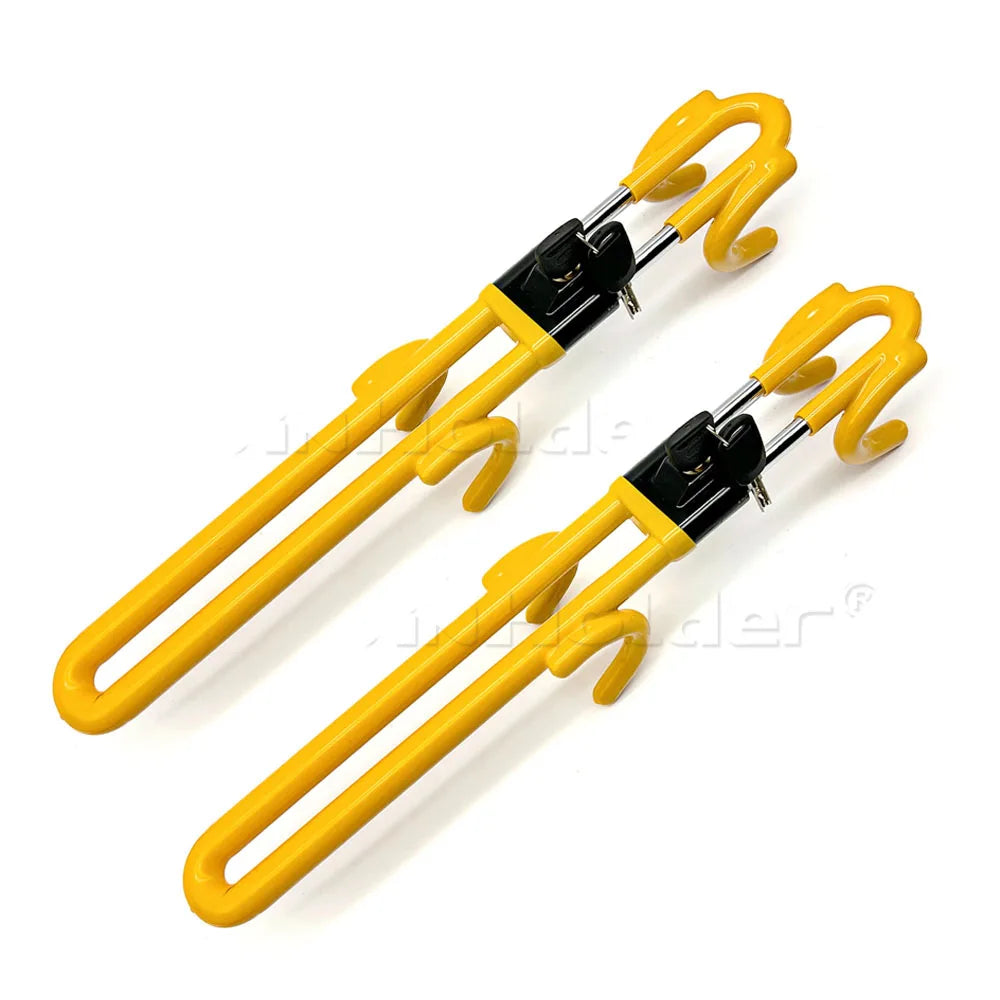 1/2/4Piece Vehicle Anti-Theft Security Lock with Adjustable Length Clamp Double Hook Locks Heavy Duty Steering Wheel Lock w/Keys