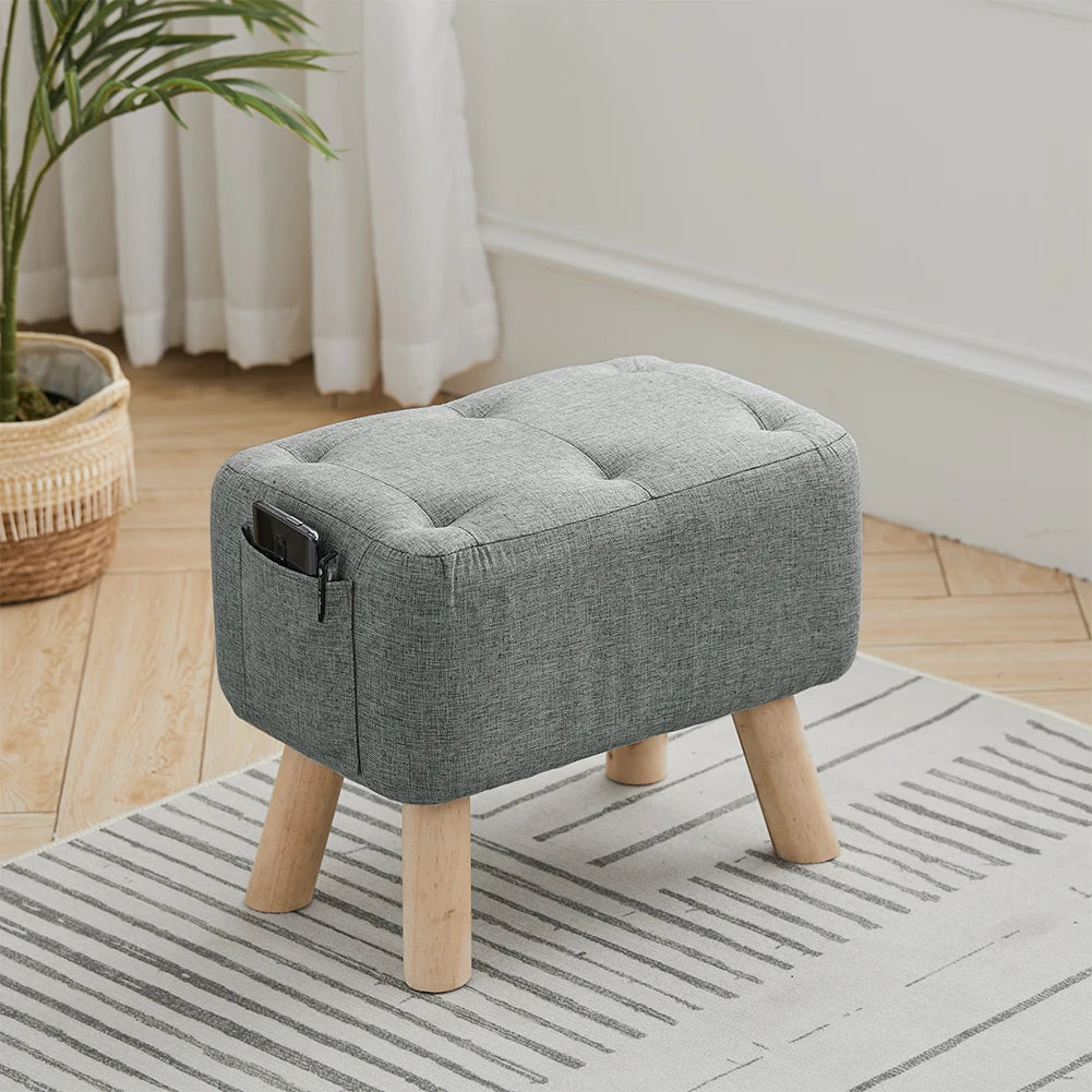 【Breeins】Linen Upholstered Ottoman Footstool with Pocket Chair Sofa Home Decoration