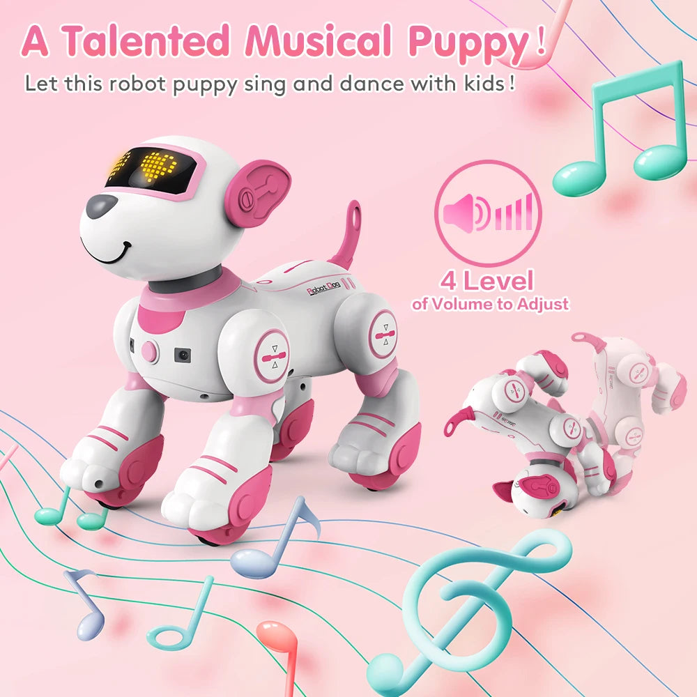 VATOS RC Robot Electronic Dog Toy Stunt Voice Command Puppy Programmable Touch-Sense Music Robot Dog Toy Christmas Gift for Kids