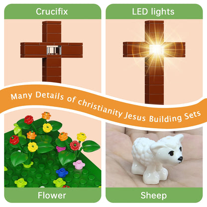 324 Stück Jesus Bausteine Set Kreuzigung Pate Weihnachtsgeschenke für Jungen und Mädchen