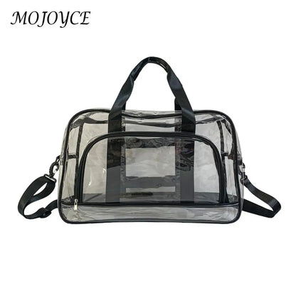 Transparent PVC Weeks Travel Duffel Bag Large Capacity Hand Luggage Bag Lightweight Portable Multifunctional for Swimming Hiking