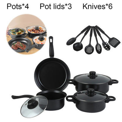 12-Piece High-Quality Non-Stick Cookware Set Deep Frying Pan with Lid Milk Pot Maifan Stone Frying Pan Cooking Pot Set