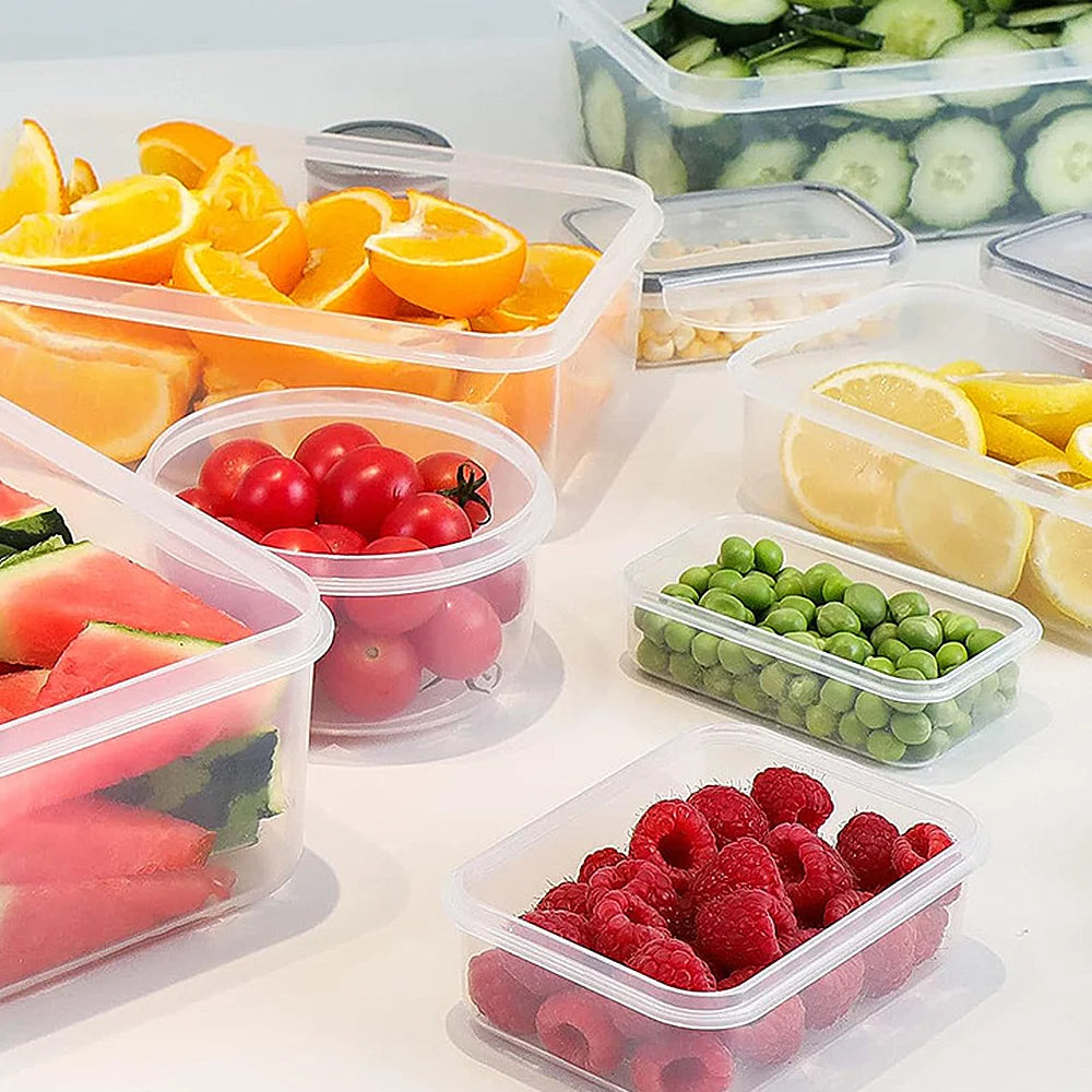 12pc Sealed refrigerator storage box with lid crisper Food Retain Freshness Transparent Storage Jar lunch box with lid