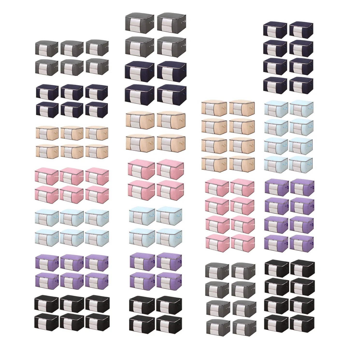 Blanket Storage Bag Reinforced Handle Closet Organizer Foldable Stackable Clothes Storage Bag with Clear PVC Window for Bedding