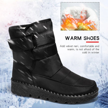 Women Warm Plush Fur Boots Waterproof Ladies Winter Snow Boots with Hook&Loop Plush Lined Gifts for Mother Friends