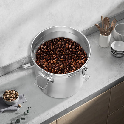 6L/12L Food Storage Bucket，Household Kitchen 304 Stainless Steel Bean Cereal Rice Container Airtight Canister Pail with Lid