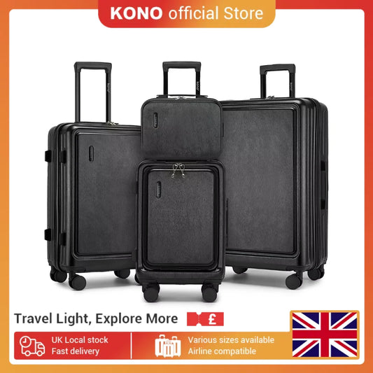 Kono 2/4-Piece Hardshell Luggage Set - ABS+PC Lightweight Suitcases w/TSA Lock & 4 Spinner Wheels, 12"-28" Carry-On & Check-In