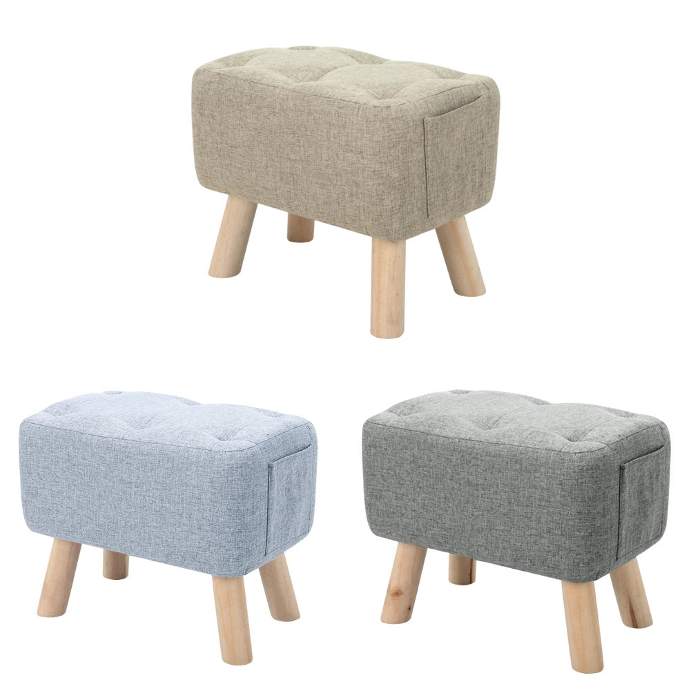 【Breeins】Linen Upholstered Ottoman Footstool with Pocket Chair Sofa Home Decoration