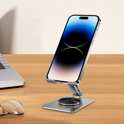 Cell Phone Stand for Desk Desktop Phone Holder Foldable with 360 Rotating Base for iPhone 16 15 14 13 Pro Pro Max
