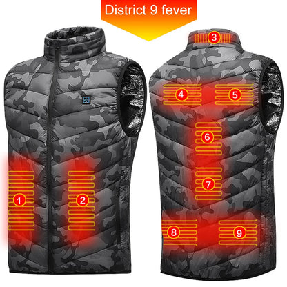 9 Areas Heated Vest Men Jacket Heated Winter Womens Electric Usb Heater mountain Jacket Man Thermal Vest Body Warmer Coat M-7XL