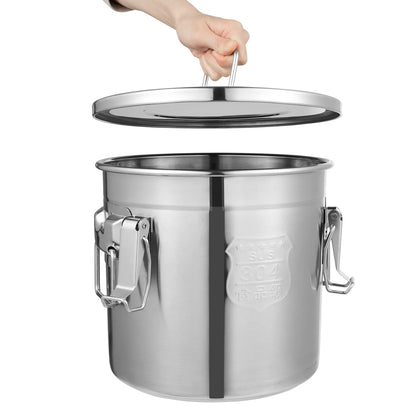 6L/12L Food Storage Bucket，Household Kitchen 304 Stainless Steel Bean Cereal Rice Container Airtight Canister Pail with Lid