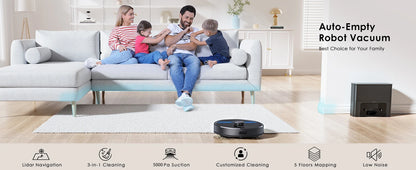 Lubluelu SL60 Max 3-in-1 Robot Vacuum Mop - 5000Pa Suction Pet Hair Long Hair Friendly LDS9.0 LiDAR 24 No-Go Zones APP Control