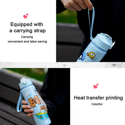 700ml Capybara Cute Water Cup with Straw & Handle Kawaii Travel Water Bottle Large Capacity Drinking Bottle for Fitness Sports