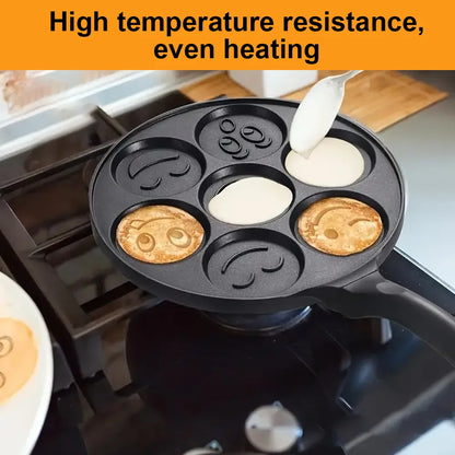 26.5cm Frying pan Cute Egg Pancake Pan Seven-Hole Smiley Frying Pan For Gas stove Induction Cooker Nonstick Pancake Pans