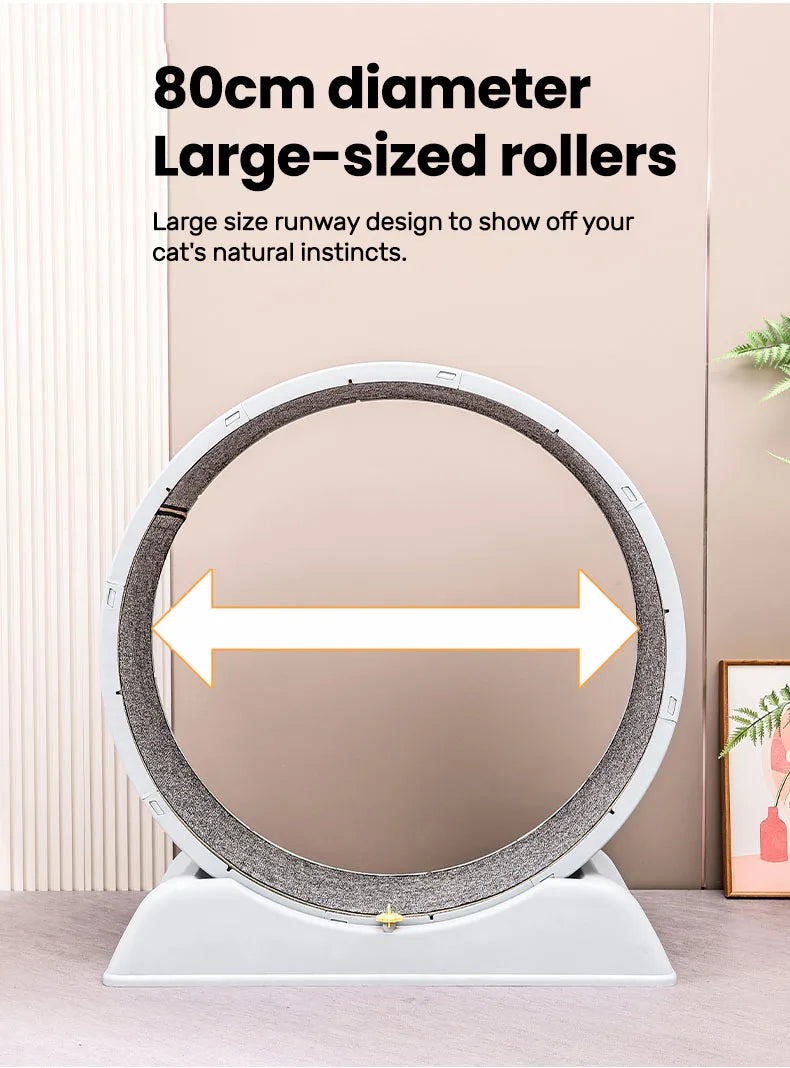 Cat Running Exercise Wheel Treadmill, Ultra-Quiet Safety Cat Training Toy with and Locking Mechanism,Removable Carpeted Runway