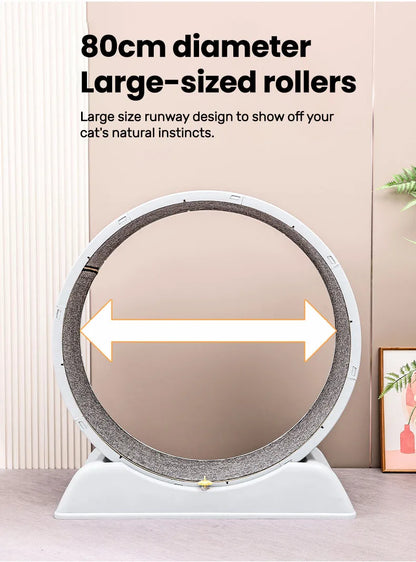Cat Running Exercise Wheel Treadmill, Ultra-Quiet Safety Cat Training Toy with and Locking Mechanism,Removable Carpeted Runway