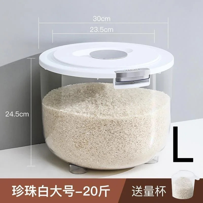 Large Upgrade Food Rice Bucket Household Insect-proof Moisture-proof Rice Barrels Sealed Rice Storage Tank Flour Grain Storage