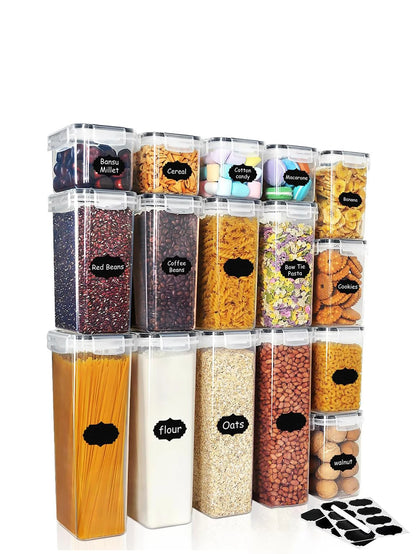 6pcs Closed food storage containers with LIDS, plastic kitchen pantry organization and storage, dry cargo containers for cookies