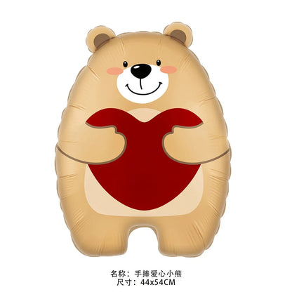 Valentine's Day Foil Balloon Decor Teddy Bear Foil Balloon Love Balloon Heart Balloons for Valentines Wedding Party Decor