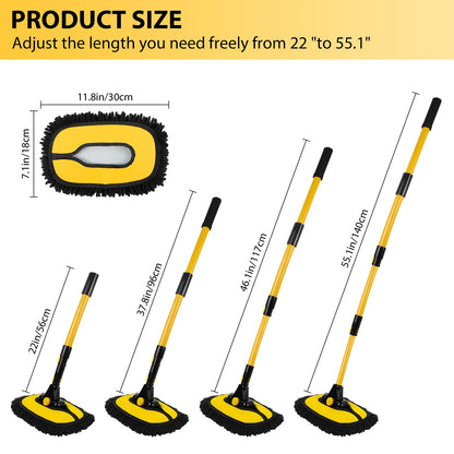 15° Arc Retractable Car Cleaning Brush, Portable Brush Set with Storage Bag for RV, Truck and Camper Cleaning