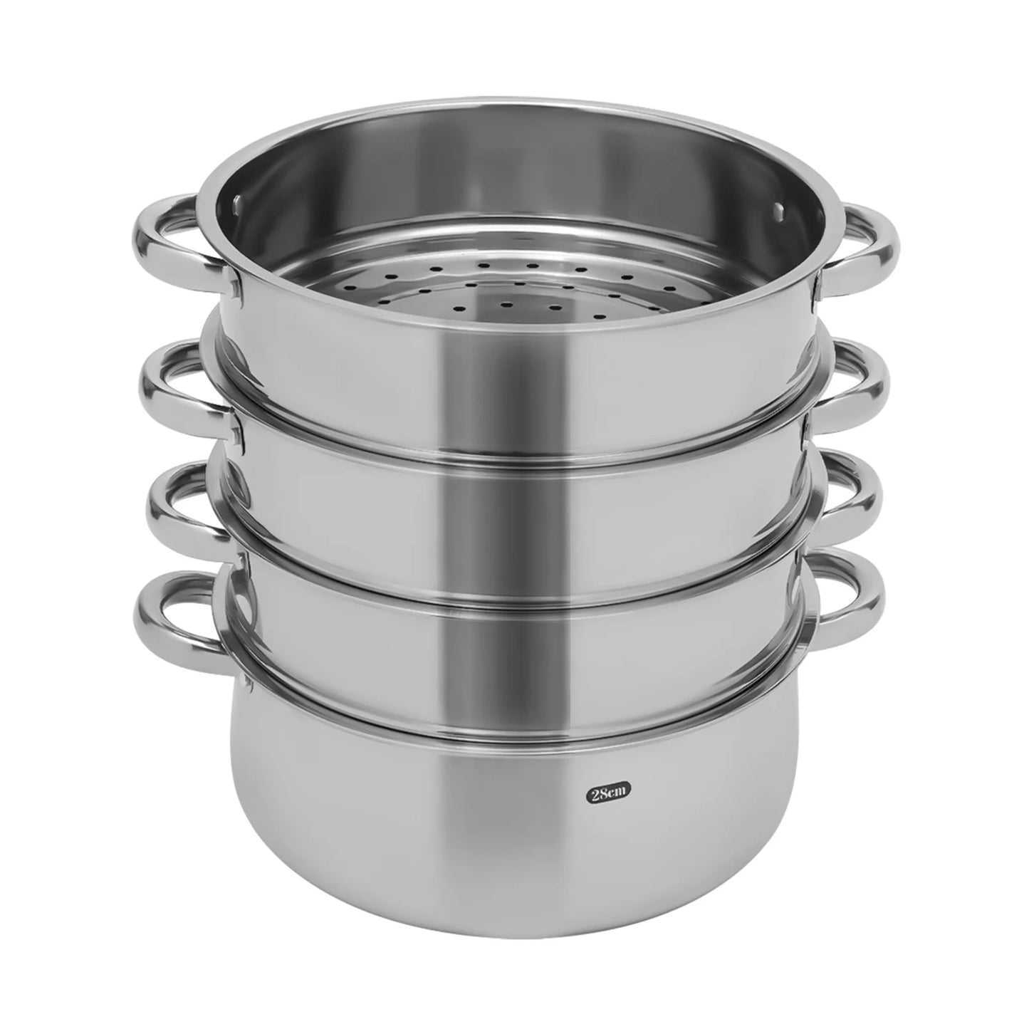 28cm 5-Tier Steam Cooker, Stainless Steel Steamer, Kitchen Cooking Steamer, Pan Cook Pot with Glass Lid Multi-Layer Cookware