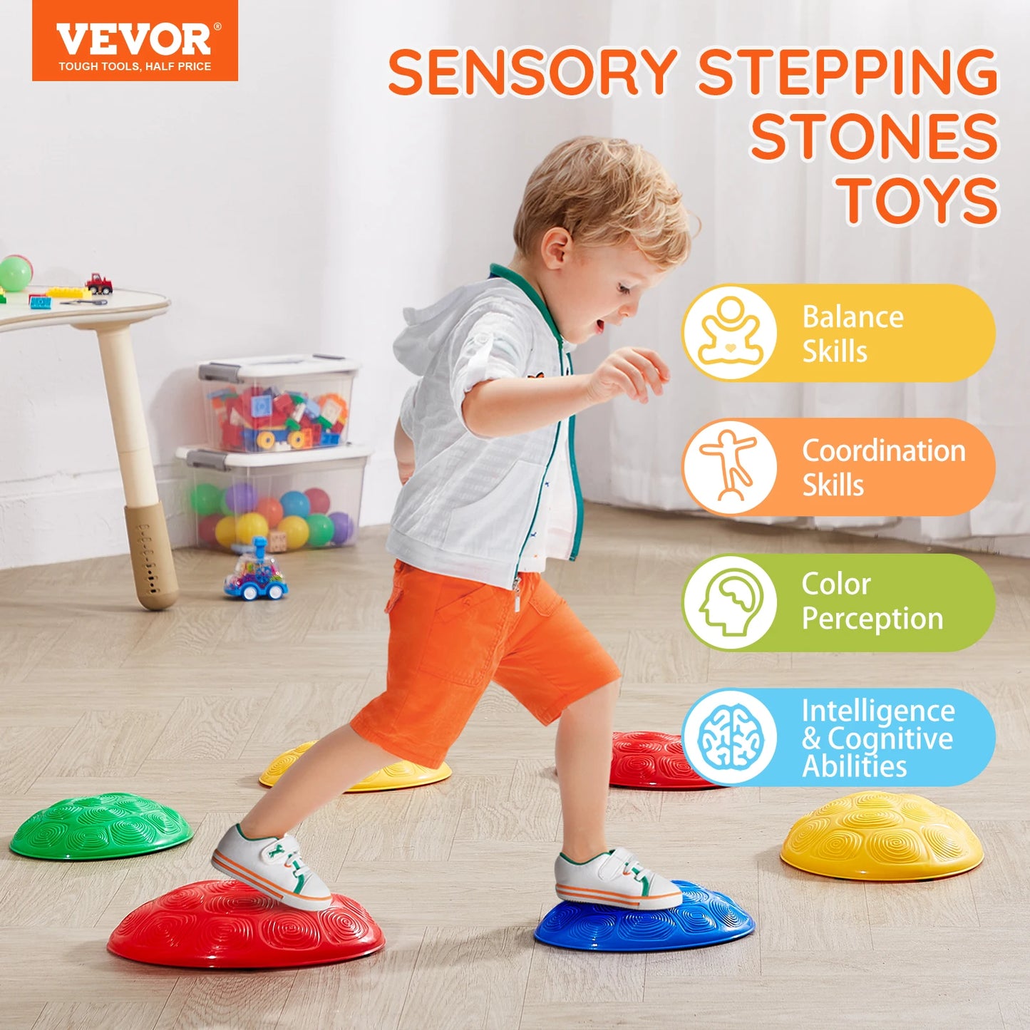 SucceBuy 6 PCS Kids Turtle Balance Stepping Stones Kids Toddler Jumping Coordination Game Toys Outdoor Play for Children Gifts