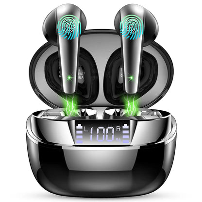 Wireless Earbuds, Bluetooth 5.3 Headphones Sports Headphones In Ear with ENC Noise Cancelling Mic, 30H Playback , LED Display.