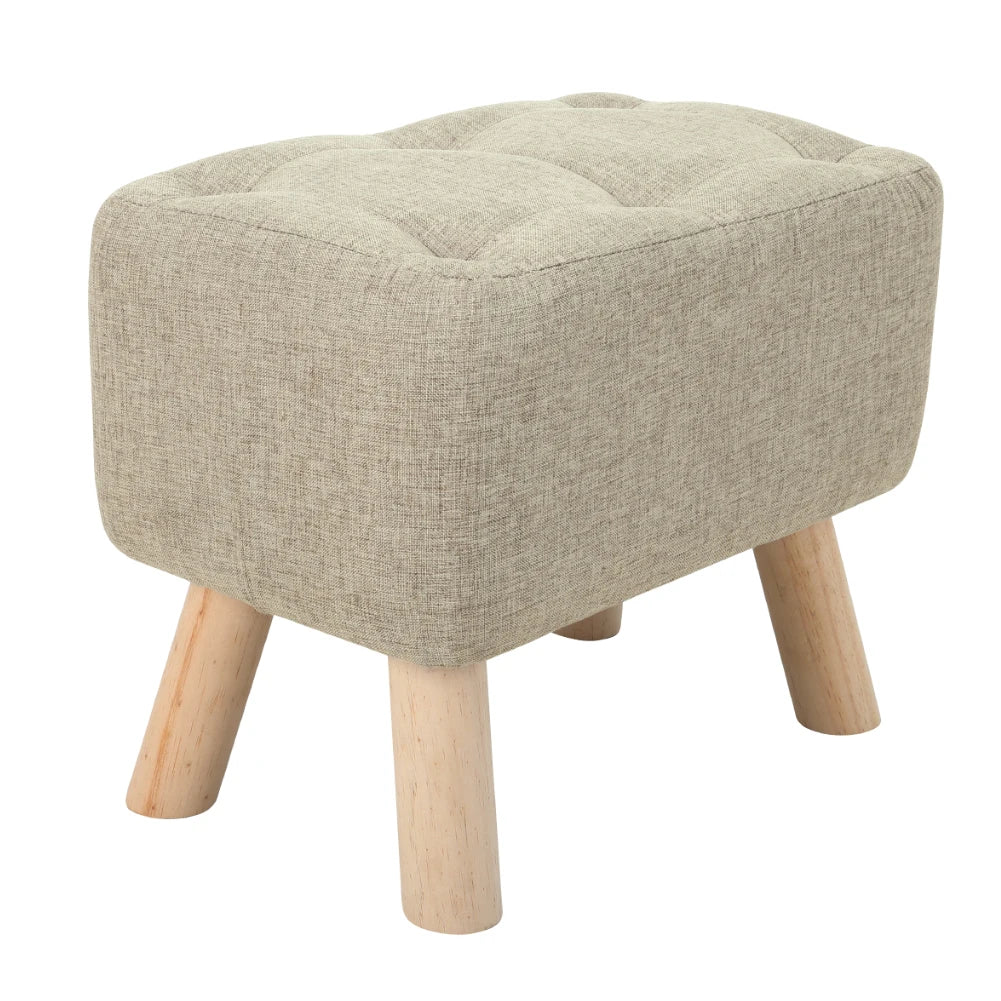 【Breeins】Linen Upholstered Ottoman Footstool with Pocket Chair Sofa Home Decoration