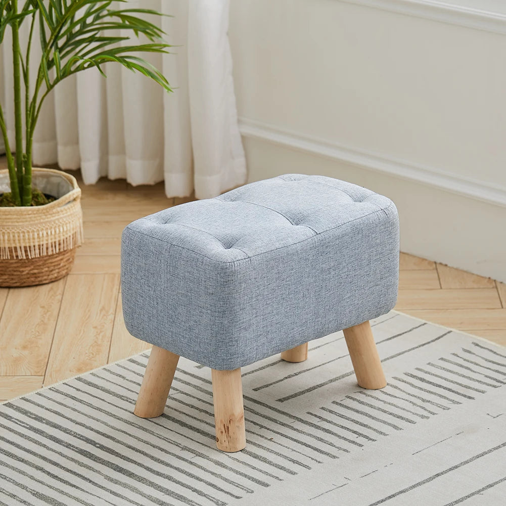 【Breeins】Linen Upholstered Ottoman Footstool with Pocket Chair Sofa Home Decoration