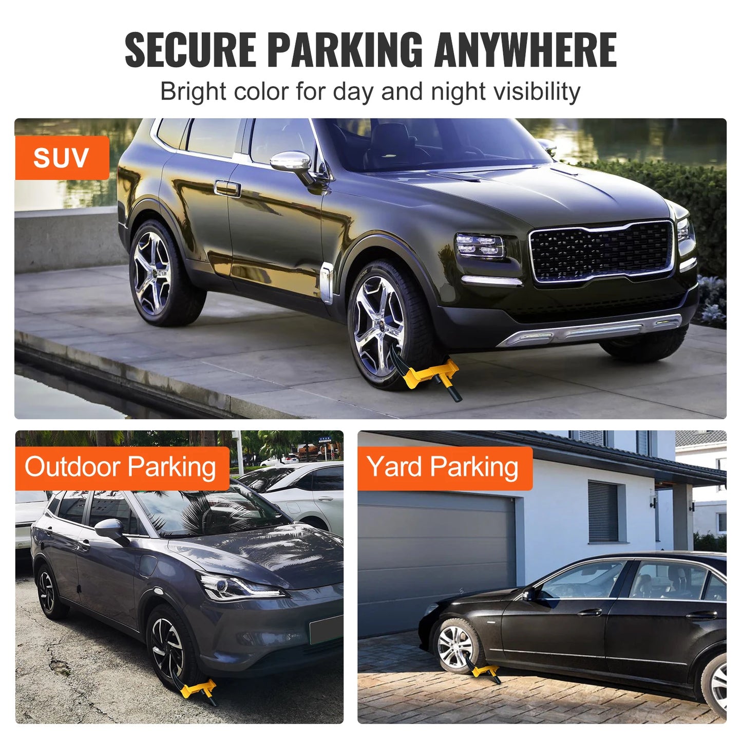 SucceBuy Wheel Lock 2 Packs Universal Wheel Clamp Lock Adjustable Anti Theft Trailer Lock Wheel Clamp Steel Tire Lock for ATV