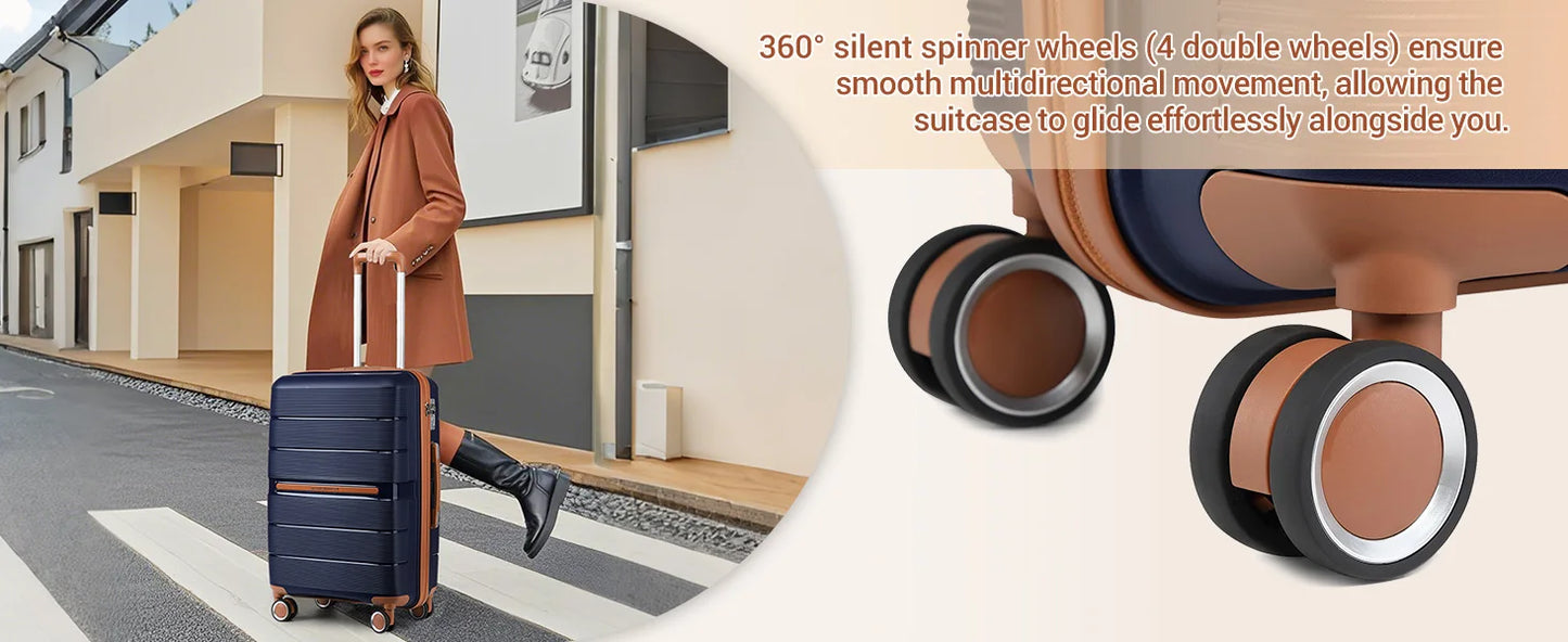 (56/66/76 cm) | British Traveler hard shell case with 8 spinner wheels & TSA lock | 100% PP | hand luggage compatible