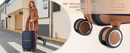 (56/66/76 cm) | British Traveler hard shell case with 8 spinner wheels & TSA lock | 100% PP | hand luggage compatible