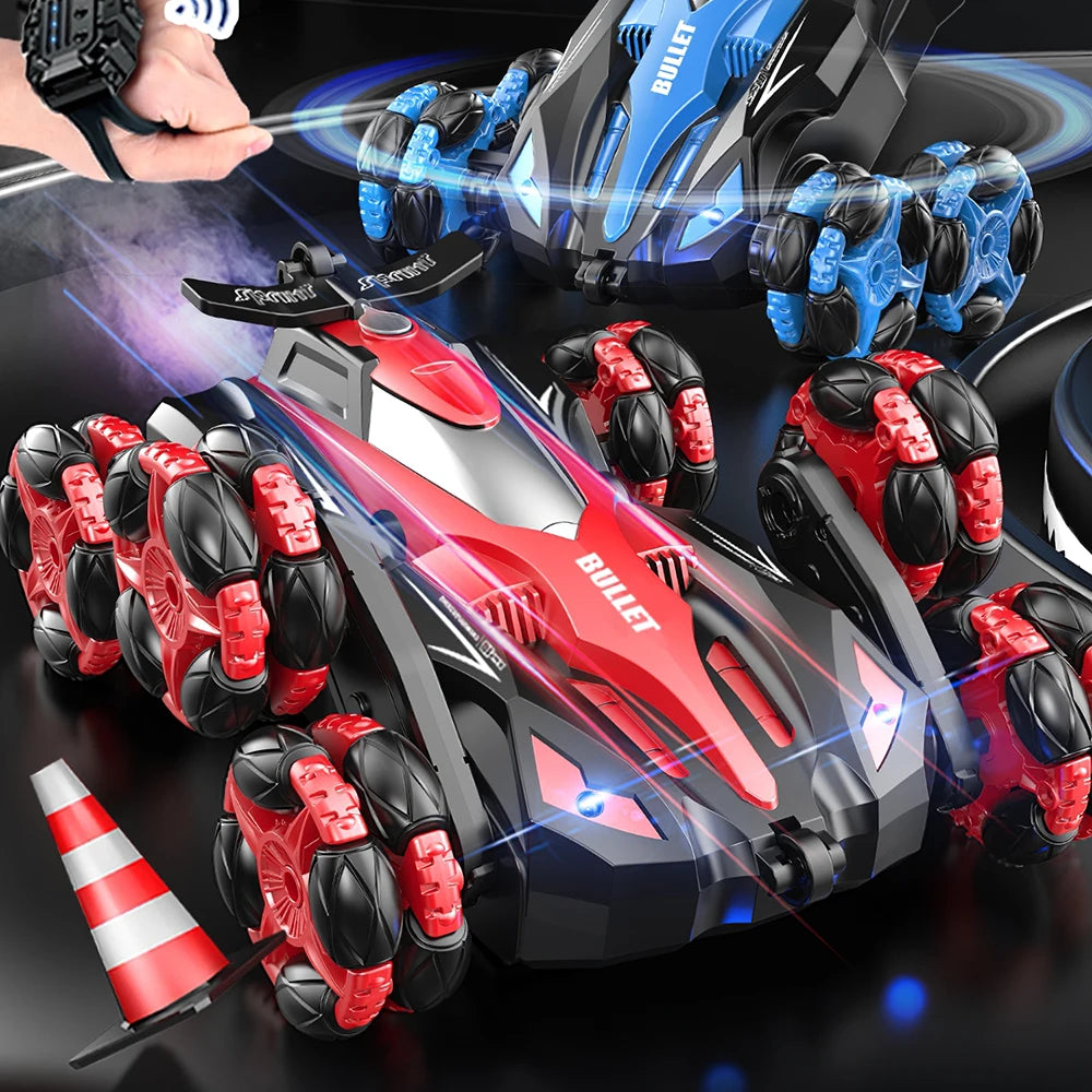 KIDkid 6 Round 2.4G RC Stunt Drift Car Toy - 360° Spins, LED and Mist Effects, USB Rechargeable, Auto-Demo Mode