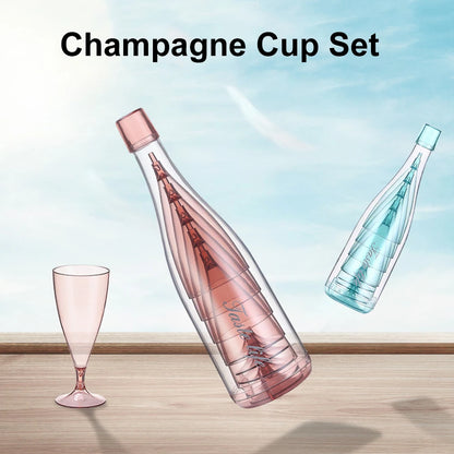 5Pcs Clear Wine Glasses with Storage Bottles Foldable Wine Glasses Reusable Champagne Glasses Folding for Outdoor Camping Travel