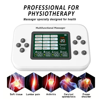 Electric Muscle Stimulator EMS & TENS Unit Pulse Massager for Back Neck Shoulder Knee Joints Full Body Relax 15 Modes 4 Output